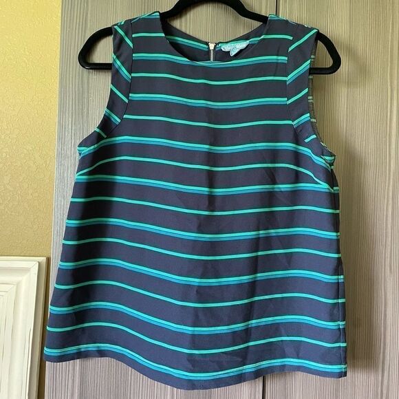 Fleur Bleue Striped Zipper Tank Top Blouse - Picture 5 of 11